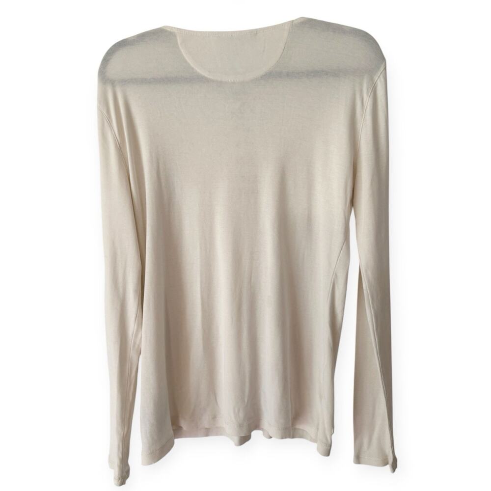Ralph Lauren Ivory Lace Up Neck Long Sleeve Tshirt Medium - Picture 2 of 7